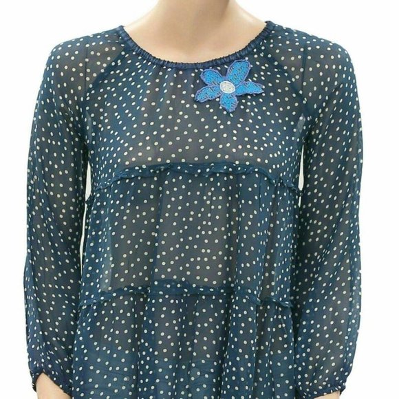 Didi Pretty Different Girls Floral Embroidered Tunic Top Polka Dot 10 Yr - Picture 2 of 4